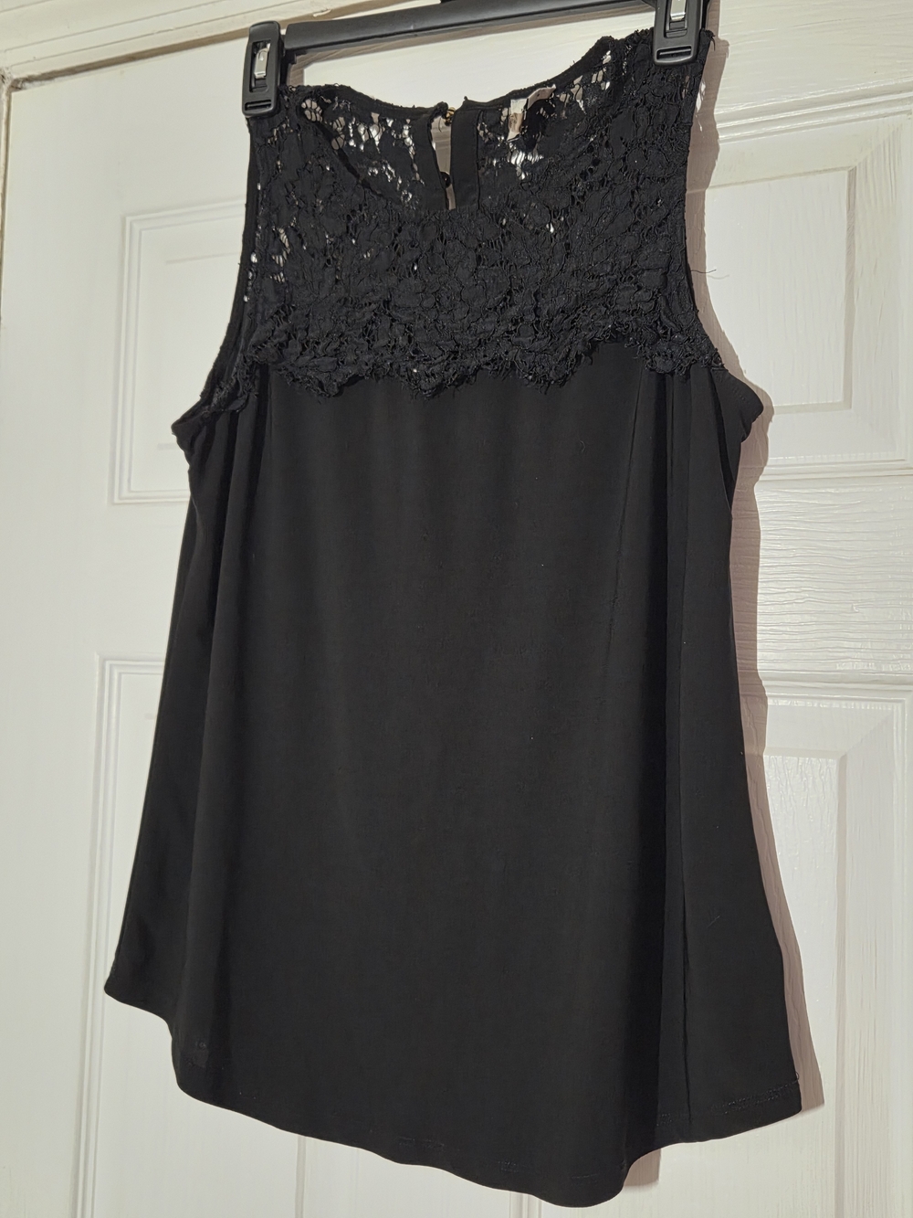 Anne Klein Black Lace Yoke Sleeveless Camisole Top